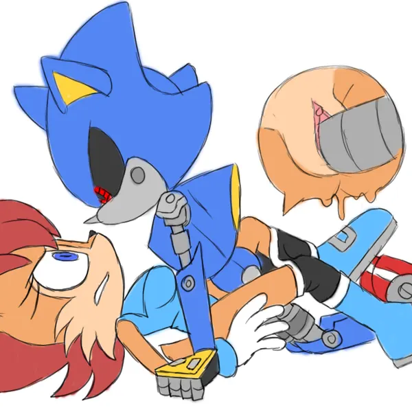 metal sonic, sally acorn (sega, sonic the hedgehog (series)) created by angelofhapiness