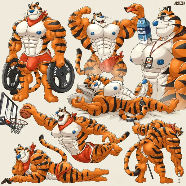 tony the tiger (frosted flakes, kellogg's) created by artizek