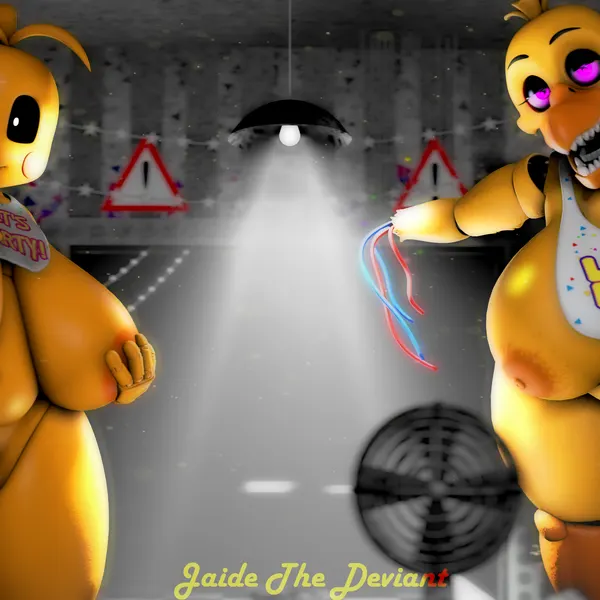 toy chica (fnaf), withered chica (fnaf) (five nights at freddy's, five nights at freddy's 2) created by jaide the deviant