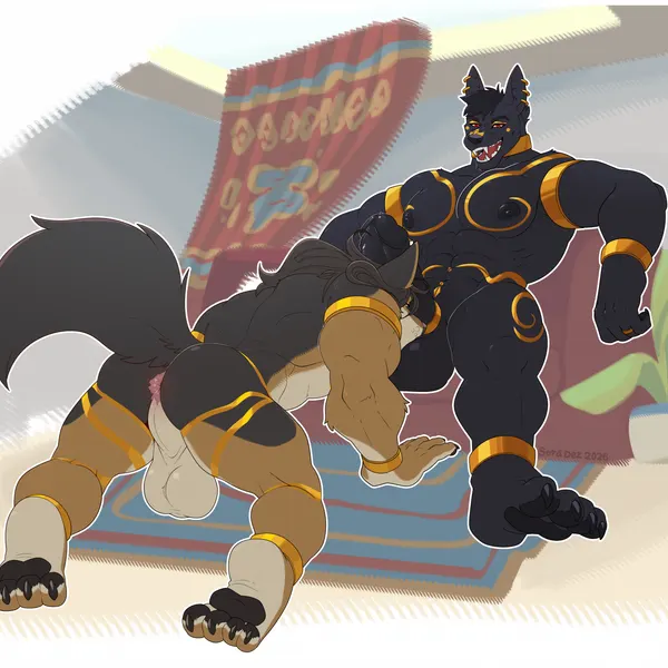 aiden (wolfdudeaiden), djoser (psychoh13) created by soradezwolfox