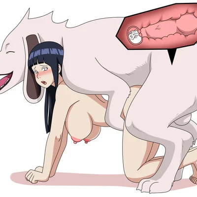 akamaru, hinata hyuga (naruto) created by misaeldm