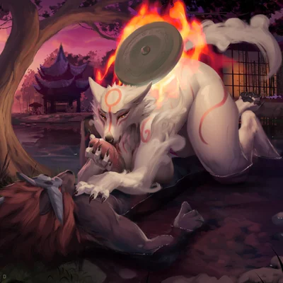 amaterasu (okami), oki (okami) (capcom, okami (capcom)) created by reddyrennard