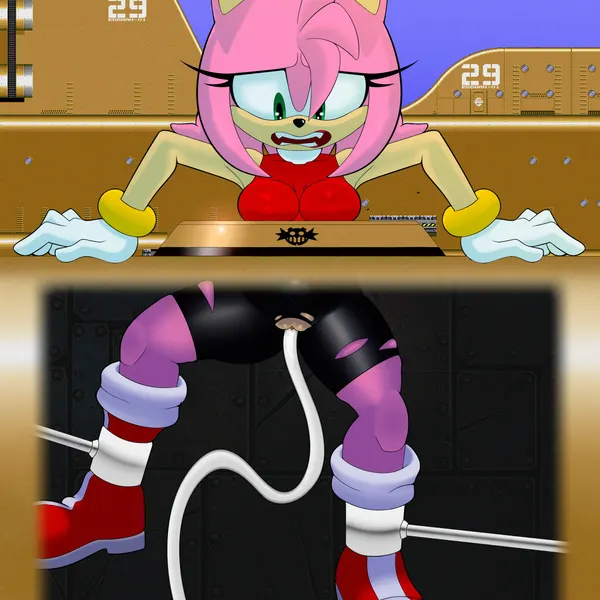 amy rose (eggman logo, sega) created by thecakeee
