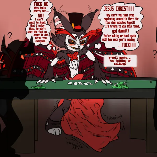 angel dust, husk (hazbin hotel) (hazbin hotel, hellaverse) created by samagthrav2