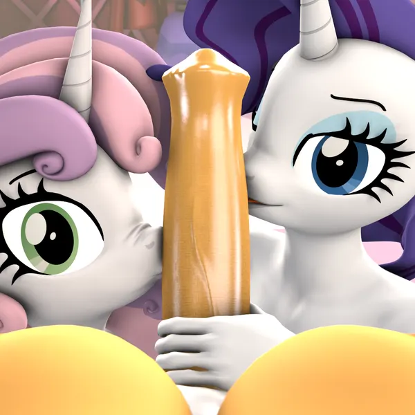 applejack (mlp), rarity (mlp), sweetie belle (mlp) (friendship is magic, hasbro) created by rainium