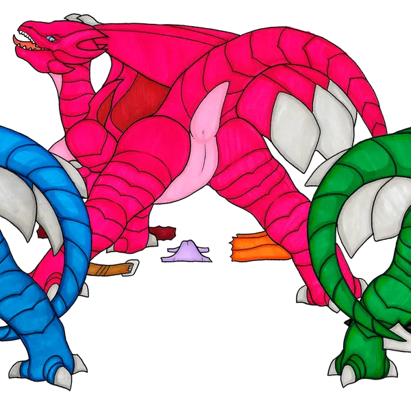 bahamut, quistis trepe, rinoa heartilly (european mythology, final fantasy) created by ivanks