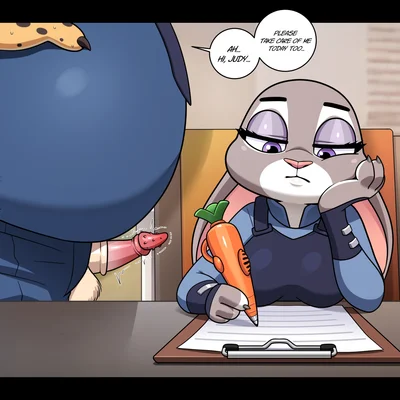 benjamin clawhauser, judy hopps (disney, zootopia) created by lollipopcon