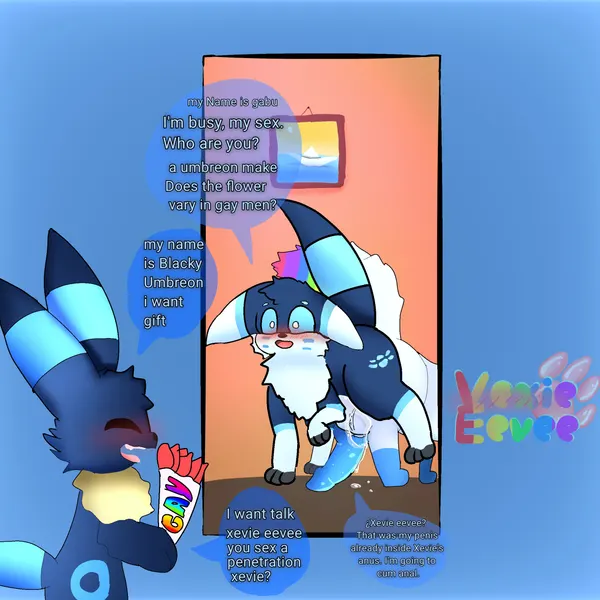 blackyumbreon (character), fan character, salvador (gabu art) (nintendo, pokemon) created by xevie eevee (artist)