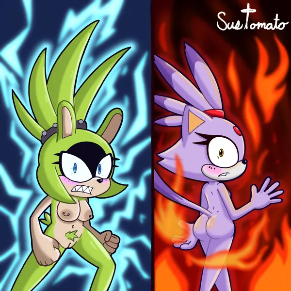 blaze the cat, surge the tenrec (idw publishing, sega) created by sussytomato