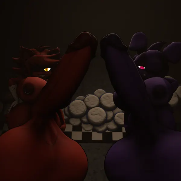 bonfie (cryptiacurves), bonnie (fnaf), fexa (cryptiacurves) (five nights at freddy's, fredina's nightclub) created by nyrastuff