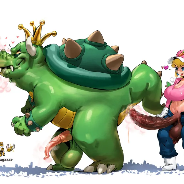 bowser, king koopa, princess peach (mario bros, nintendo) created by payaazz