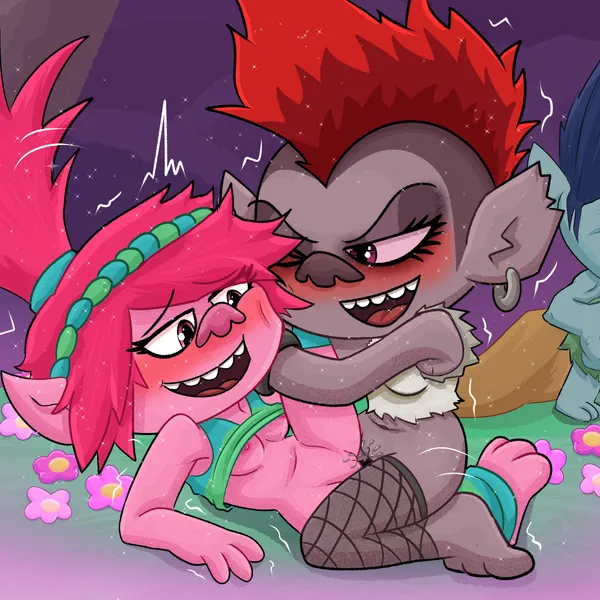 branch (trolls), poppy (trolls), queen barb (dreamworks, soyjak) created by weirdkoaladream