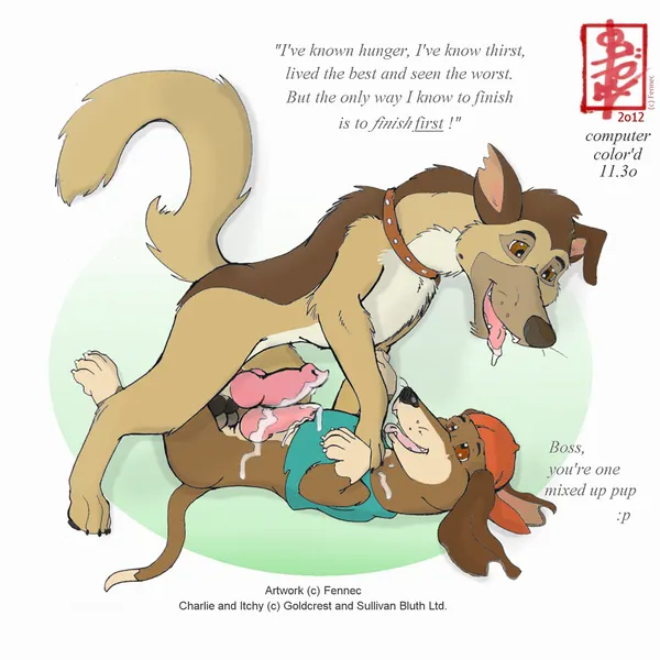 charlie barkin, itchy itchiford (all dogs go to heaven, don bluth) created by fennec (artist)