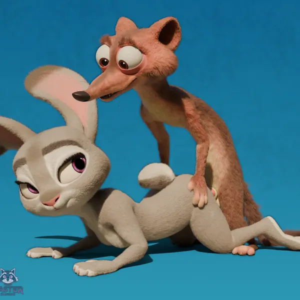 duke weaselton, judy hopps (disney, zootopia) created by rasterraccoon