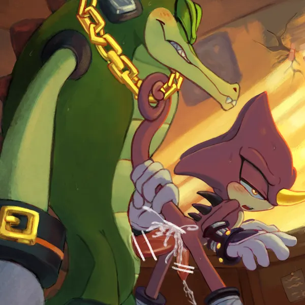 espio the chameleon, vector the crocodile (sega, sonic the hedgehog (series)) created by picklocket