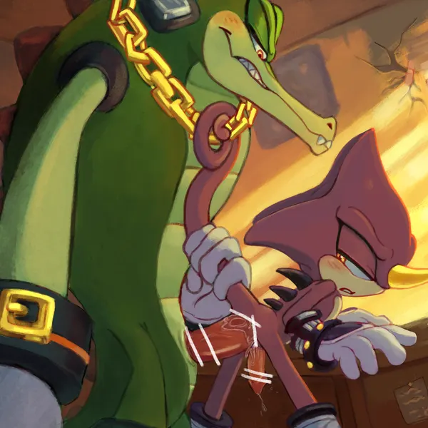 espio the chameleon, vector the crocodile (sega, sonic the hedgehog (series)) created by picklocket