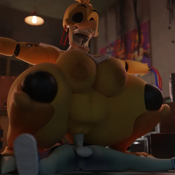 gabby summers (oc), withered chica (fnaf) (converse, five nights at freddy's) created by vensaku