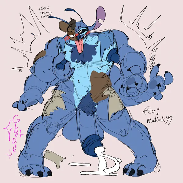 himbo stitch, stitch (lilo and stitch) (disney, lilo and stitch) created by gloedik