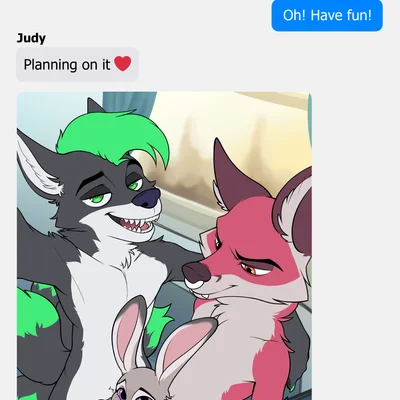 judy hopps, owen (amadose), shadow (shadowthedarkninetales) (disney, zootopia) created by caesarus