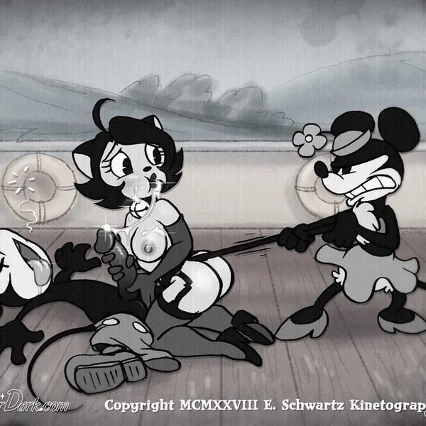kitty cooper, mickey mouse, minnie mouse (disney, entering public domain) created by eric schwartz