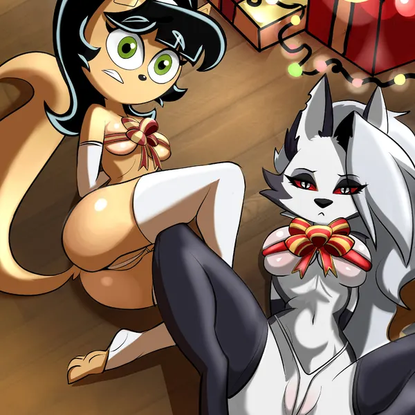 kitty katswell, loona (helluva boss) (christmas, hellaverse) created by bronybran