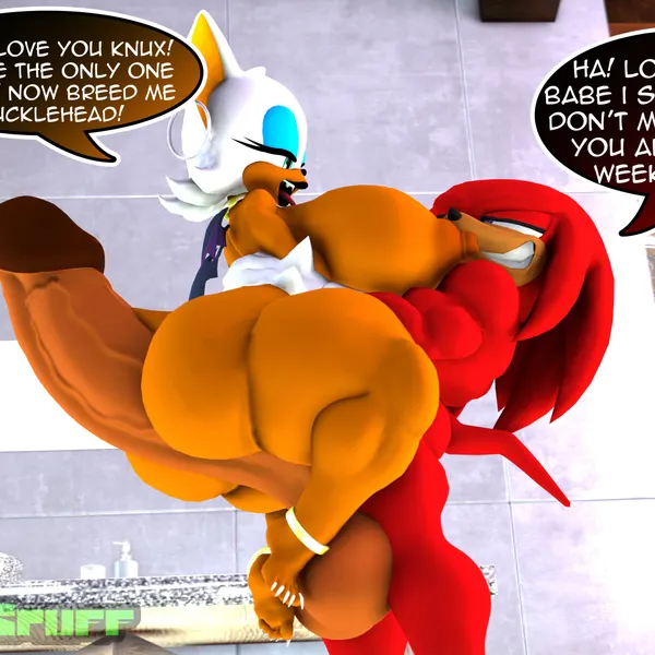 knuckles the echidna, rouge the bat (sega, sonic the hedgehog (series)) created by rocketspuff