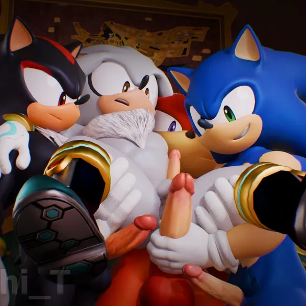 knuckles the echidna, shadow the hedgehog, silver the hedgehog (sega, sonic the hedgehog (series)) created by decchi t