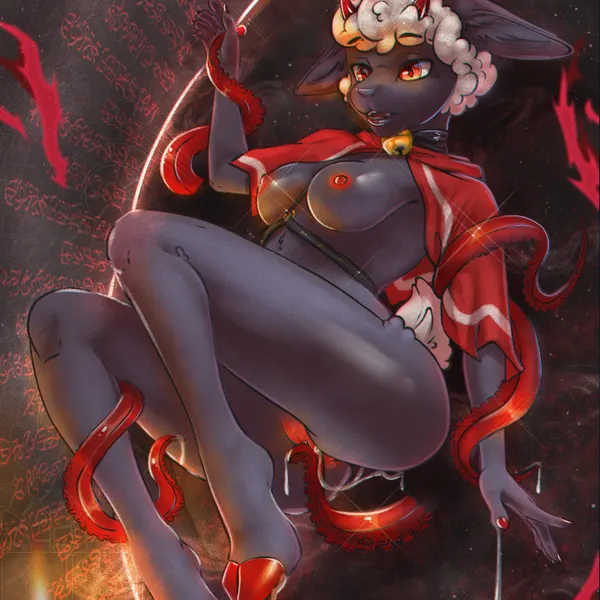 lamb (cult of the lamb), red crown (cult of the lamb) (cult of the lamb, massive monster (studio)) created by purrr-evil