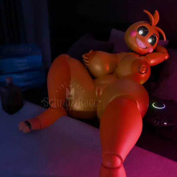 lovetaste chica, toy chica (fnaf) (five nights at freddy's, five nights at freddy's 2) created by schnozzracclewd