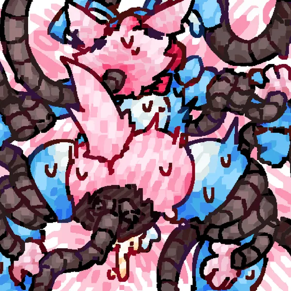 mangle (broken), mangle (fnaf), toy bonnie (fnaf) (five nights at freddy's, five nights at freddy's 2) created by scaliescum