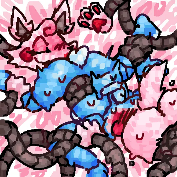mangle (broken), mangle (fnaf), toy bonnie (fnaf) (five nights at freddy's, five nights at freddy's 2) created by scaliescum