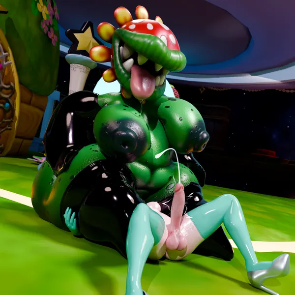petey piranha, rosalina (mario) (mario bros, nintendo) created by slicktex3d