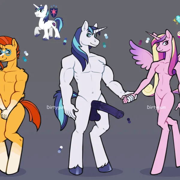 princess cadance (mlp), shining armor (mlp), sunburst (mlp) (friendship is magic, hasbro) created by dirtygum