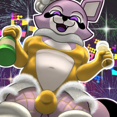 rambley raccoon (indigo park, new year) created by trashbadger