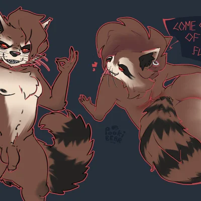 rocket raccoon (guardians of the galaxy, marvel) created by pookibearnsfw