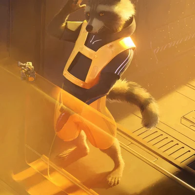 rocket raccoon (guardians of the galaxy, marvel) created by sidekick
