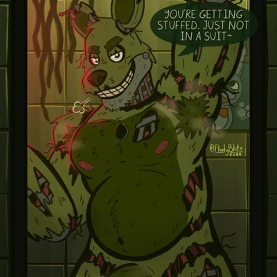 springtrap (fnaf) (five nights at freddy's, five nights at freddy's 3) created by floofyblitz