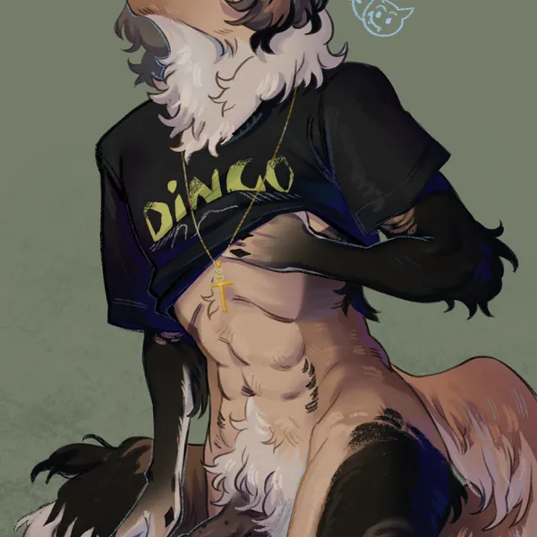 anthro, bottomless, bottomless male, clothed
