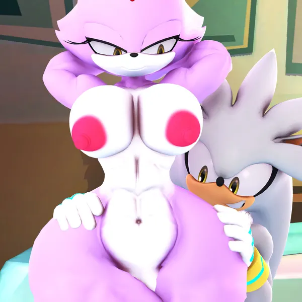 blaze the cat, silver the hedgehog (sega, sonic the hedgehog (series)) created by rocketspuff