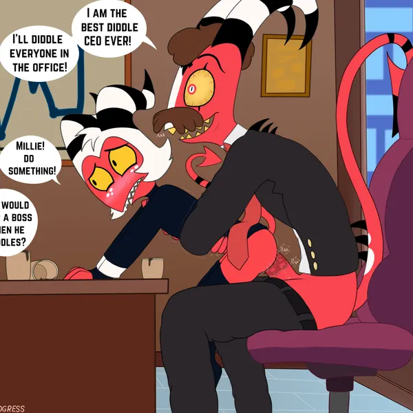 blitzo (helluva boss), moxxie (helluva boss) (hellaverse, helluva boss) created by inprogress