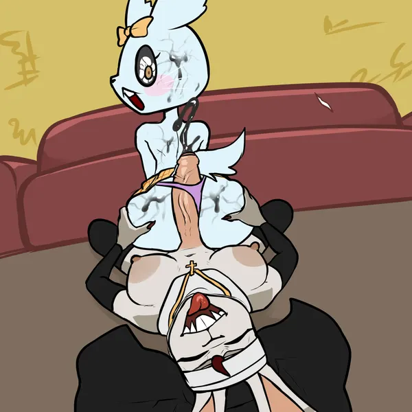celeste the nun rabbit (character), manaka (aggretsuko) (aggretsuko, sanrio) created by hexecat