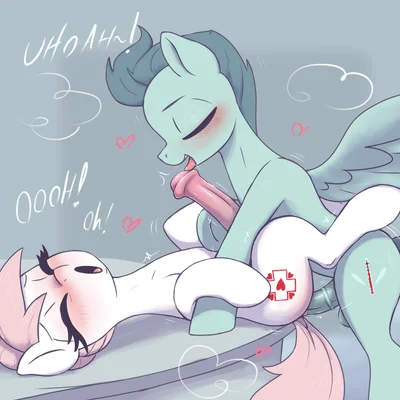 doctor high fever (mlp), nurse redheart (mlp) (friendship is magic, hasbro) created by t72b