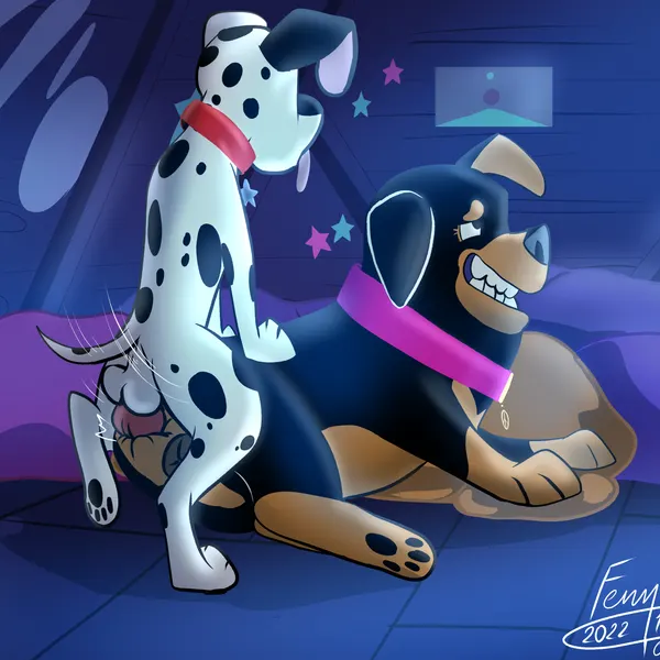 dylan (101 dalmatians), roxy (101 dalmatians) (101 dalmatian street, 101 dalmatians) created by fenris64
