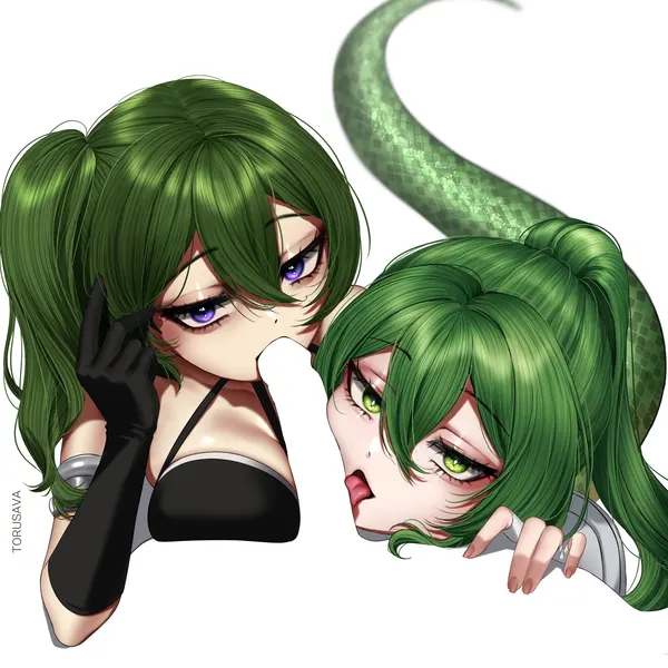 fluorite (arknights), ubel (frieren) (arknights, frieren beyond journey's end) created by torusava