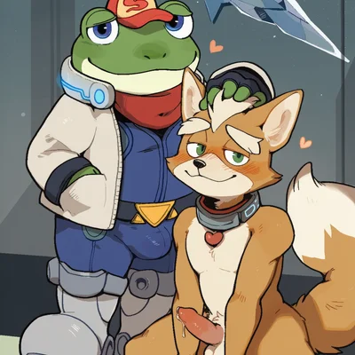 fox mccloud, slippy toad (nintendo, star fox)
