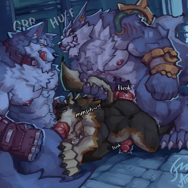 freddy (dislyte), spike (theworgen), warwick (lol) (blizzard entertainment, dislyte) created by faurenzzart