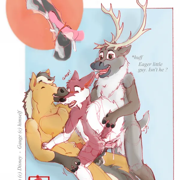 gauge (character), sitron (frozen), sven (frozen) (disney, frozen (disney)) created by fennec (artist)