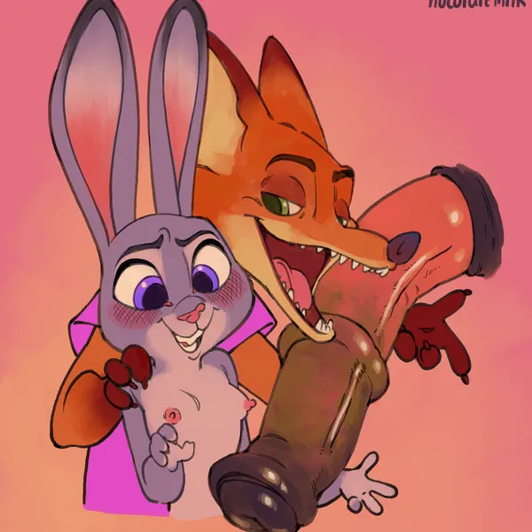 judy hopps, nick wilde (disney, zootopia) created by hocolatemilk