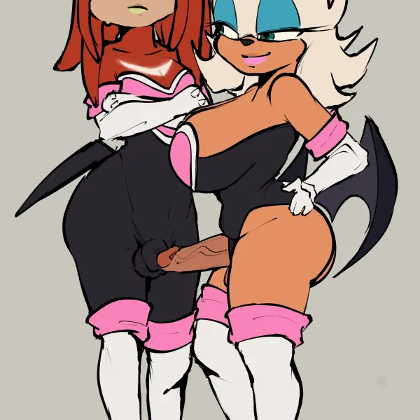 knuckles the echidna, rouge the bat (sega, sonic the hedgehog (series)) created by jeteggs