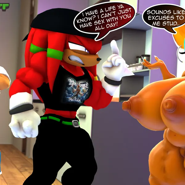 knuckles the echidna, rouge the bat, sonic the hedgehog (sega, sonic the hedgehog (series)) created by rocketspuff